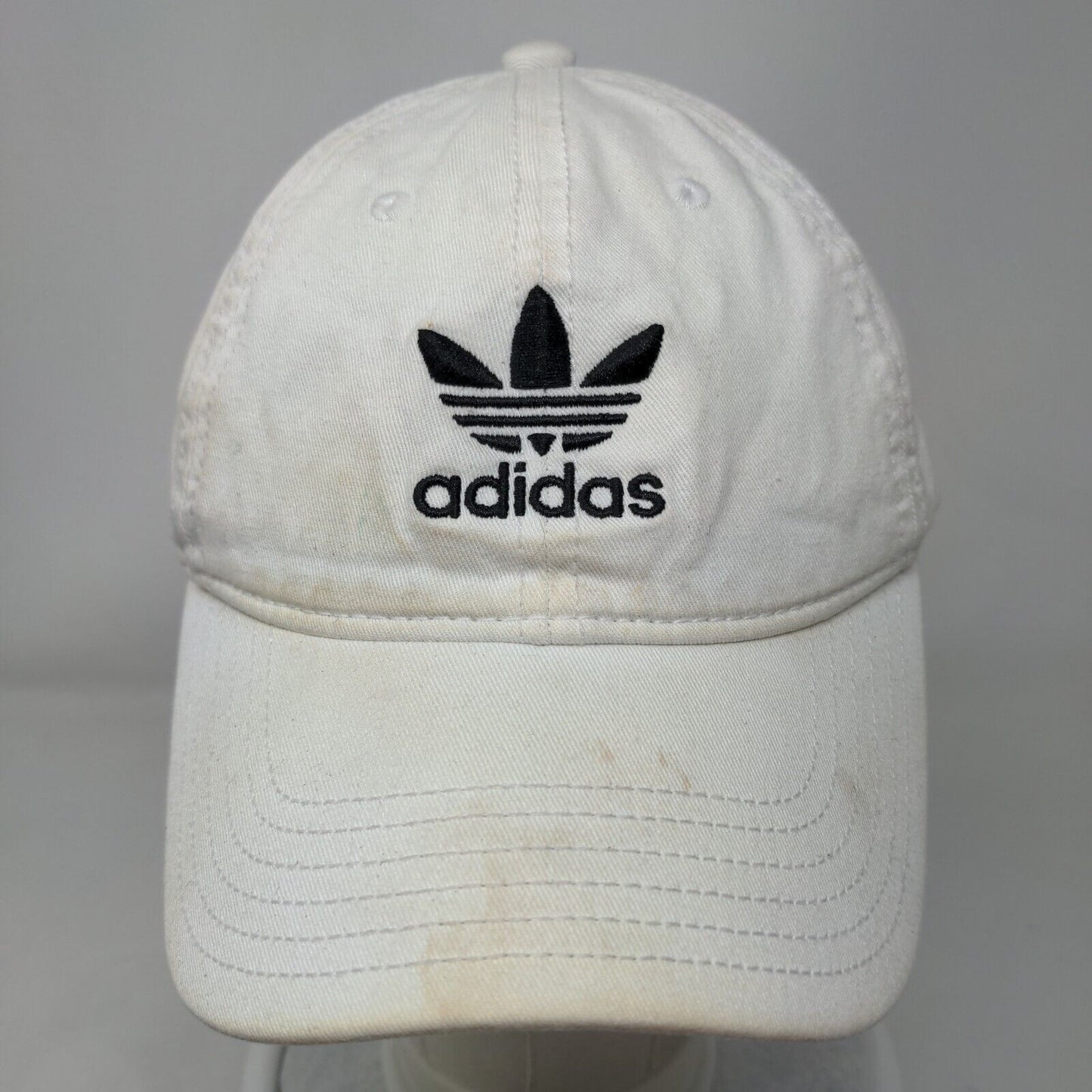Adidas Slideback Hat White OSFM Adjustable Embroidered Vented Holes 6 Panel