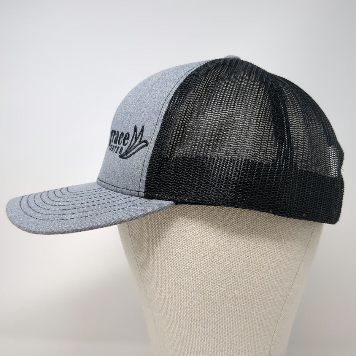 Richardson Trucker Hat Gray One Size Mesh Snapback Grace Center Logo Hat