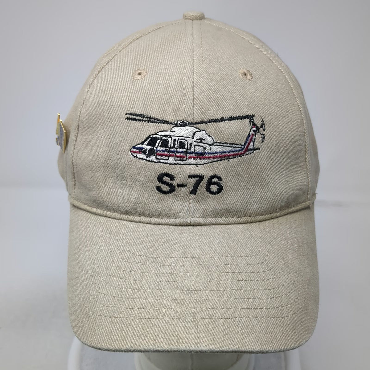 HeadShot Sikorsky S-76 Helicopter Beige One Size Baseball Cap Slideback Pin Hat