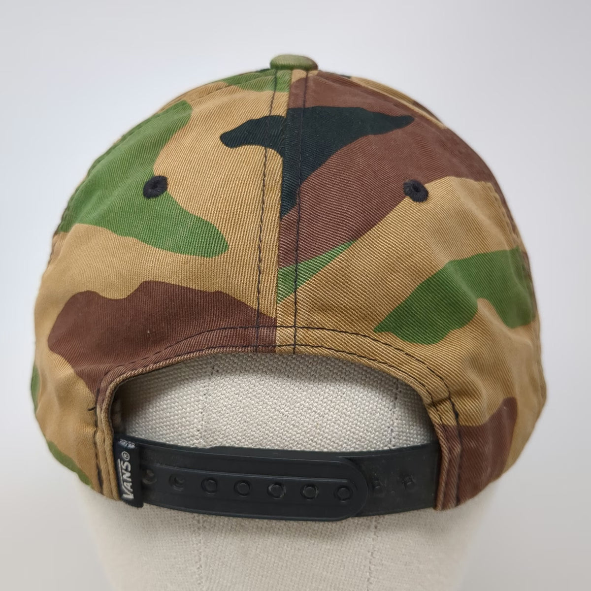 Vans 5 Panel Green Camo Skateboard Patch One Size Snapback Hat CA NY 1966 Twill