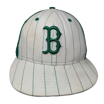 Boston Red Sox Fitted Hat Green White 7 3/8 Pinstripe New Era 59Fifty MLB