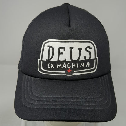 Deus Ex Machina Trucker Hat Black One Size Mesh Back Snapback Patch Script Logo