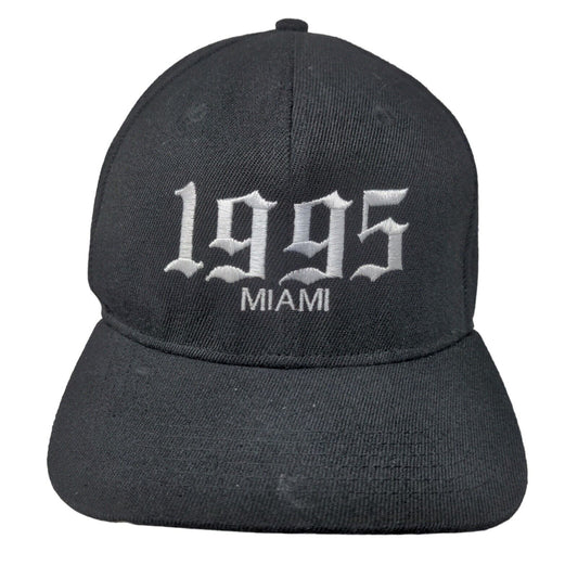 1995 Miami Snapback Hat Black One Size Embroidered Cross Adjustable