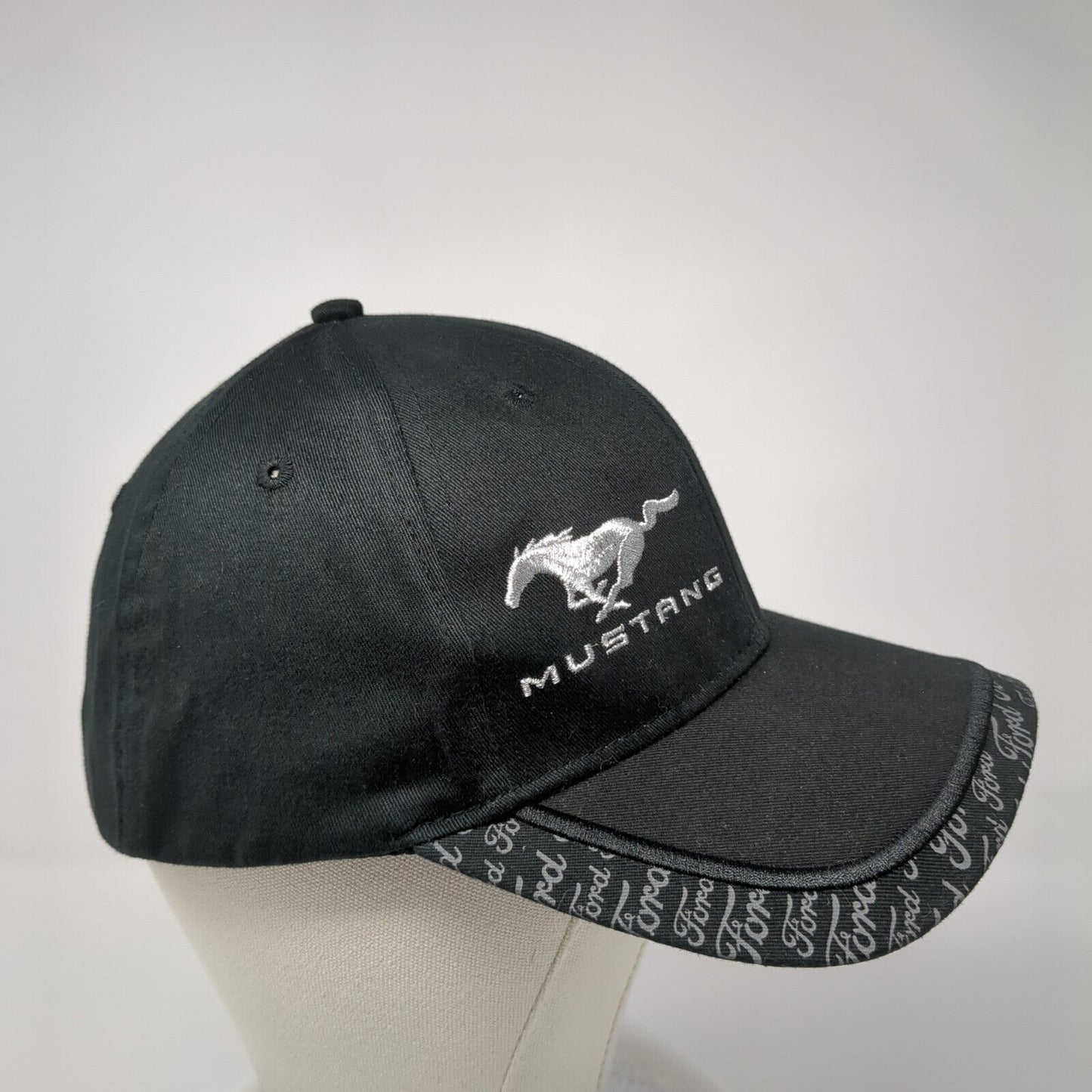 Mustang Ford Slideback Hat Black One Size Adjustable Embroidered 6 Panel
