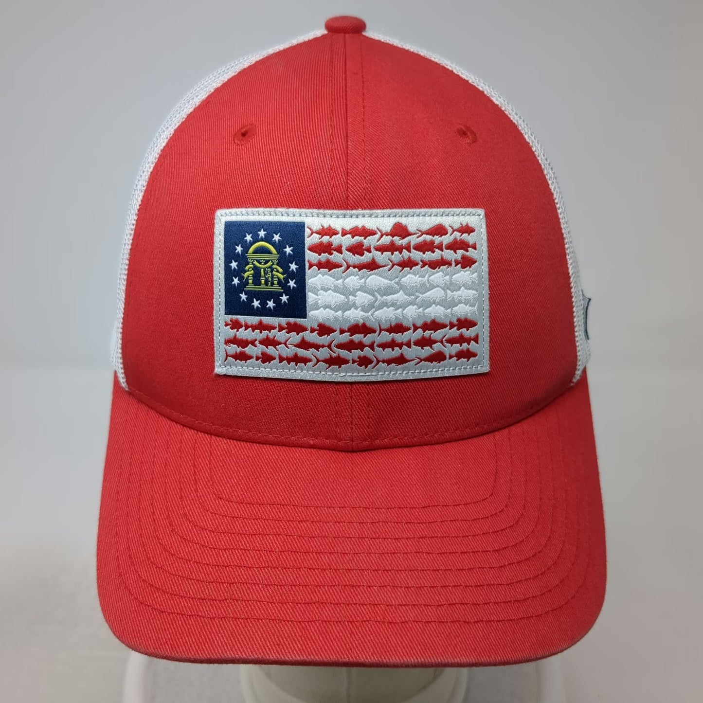 Columbia Trucker Hat Red One Size Georgia Fish Flag Mesh Back PFG Fishing