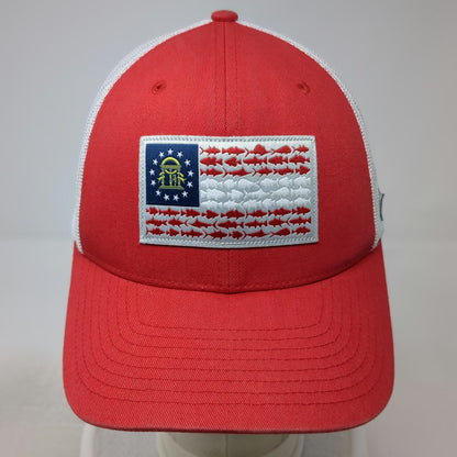 Columbia Trucker Hat Red One Size Georgia Fish Flag Mesh Back PFG Fishing