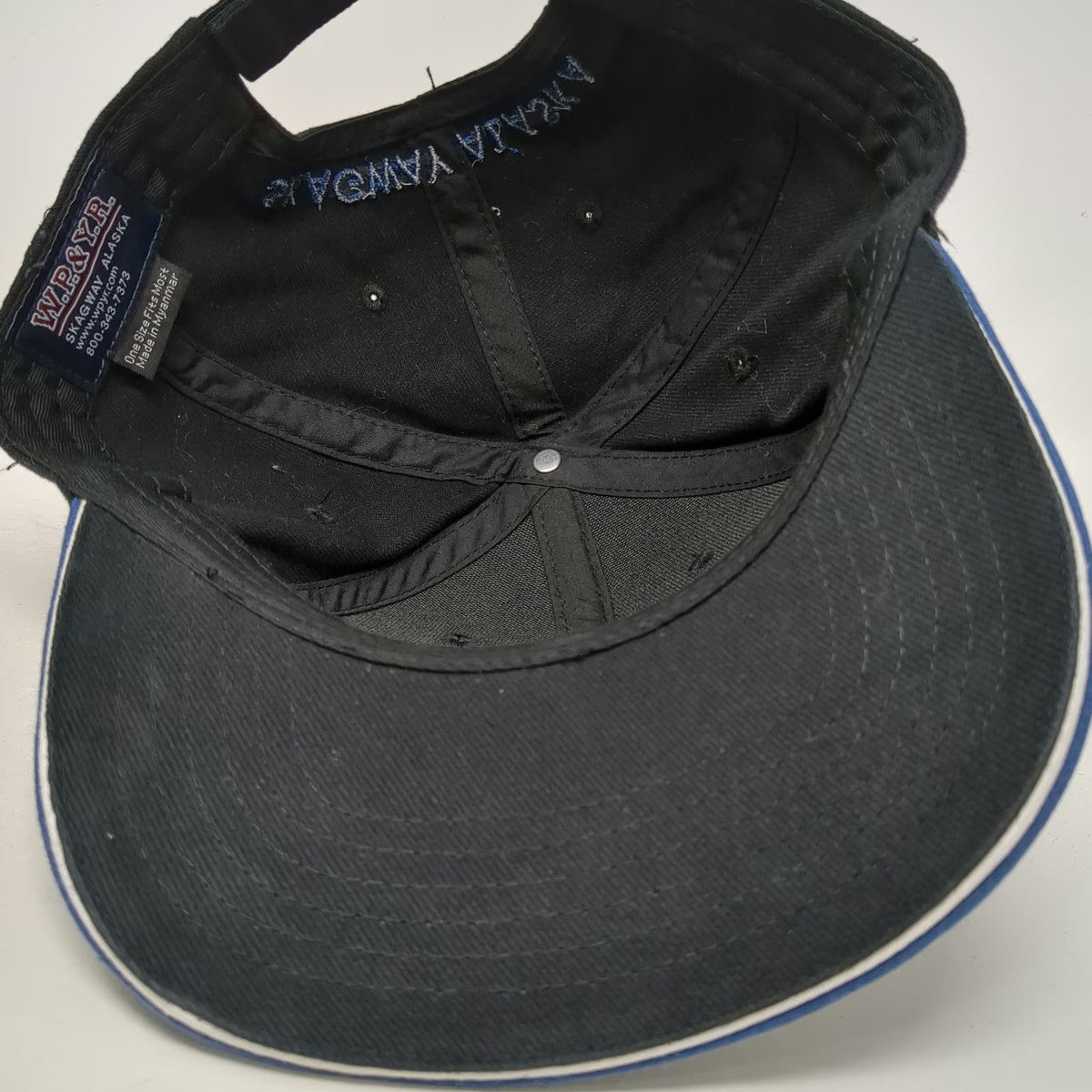 W.P.&Y.R. Baseball Cap Black One Size White Pass Yukon Route Skagway Alaska Hat