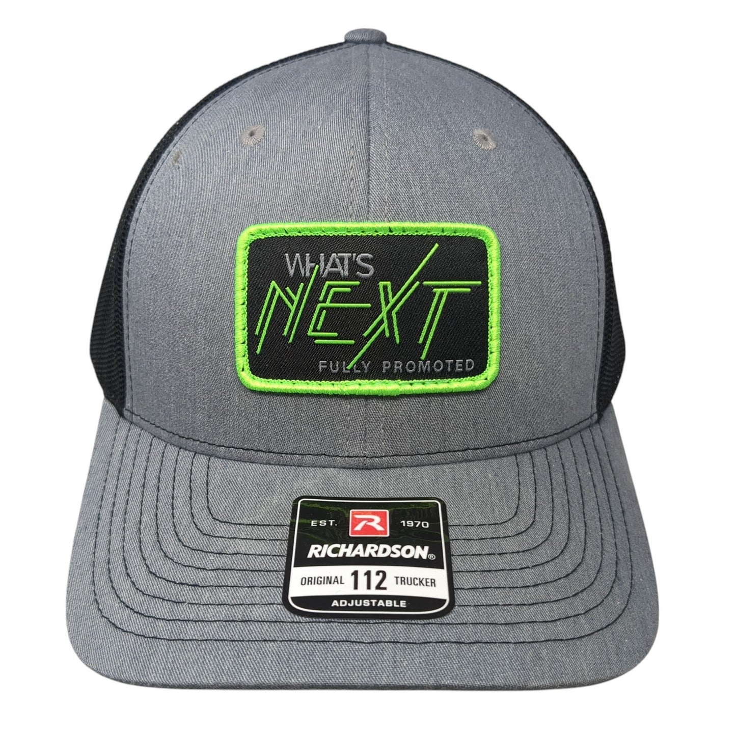 What's Next Fully Promoted Trucker Hat Gray One Size Adjustable Richardson
