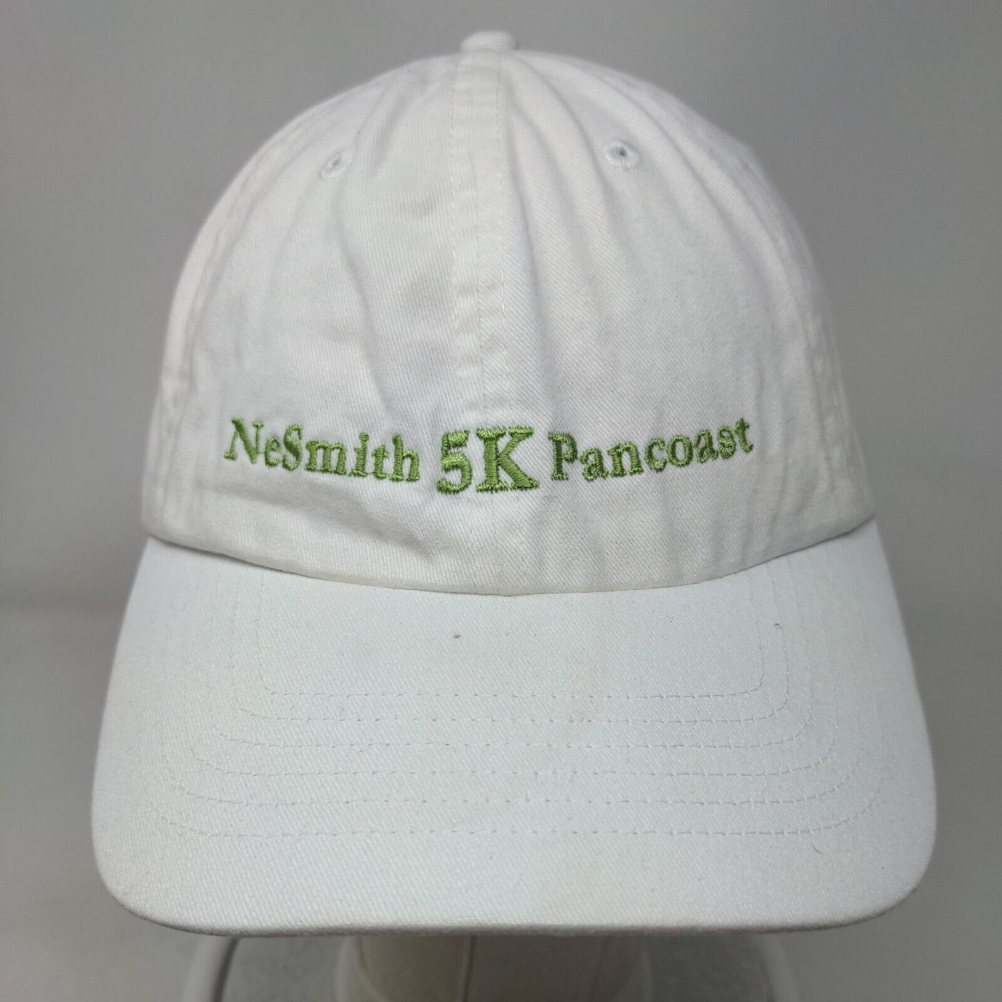 NeSmith 5K Pancoast Slideback Hat White OSFM Adjustable Embroidered 6 Panel