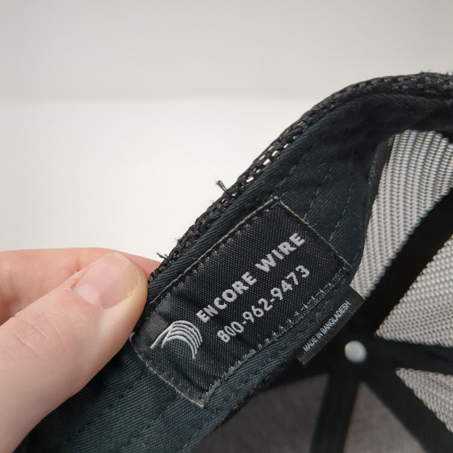 Encore Wire Logo Snapback Mesh Back Trucker Hat Gray M/L Adjustable