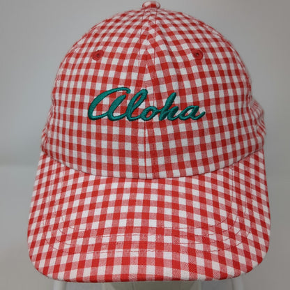 Old Navy Baseball Cap Red White Green One Size Gingham Aloha Embroidery Hat