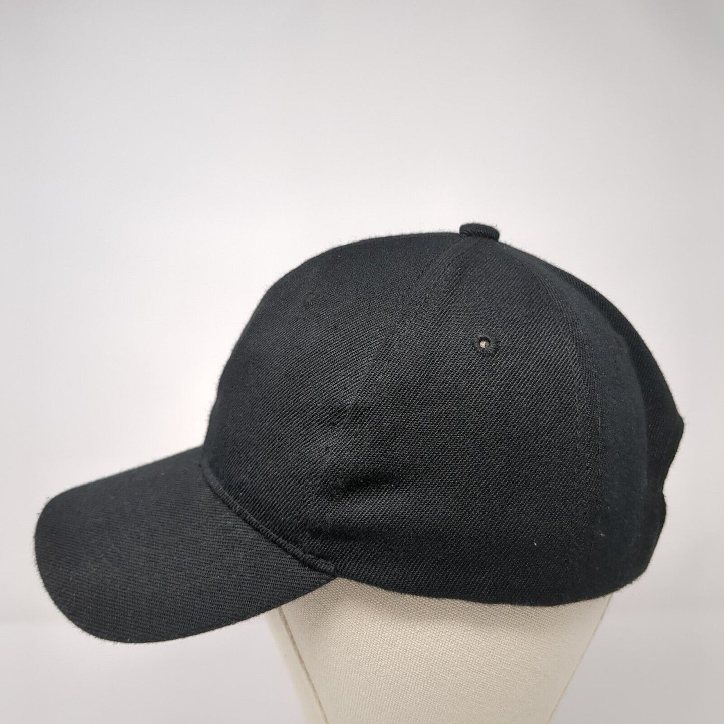 Unbranded Strapback Hat Black One Size Solid Adjustable Blank Vent Holes