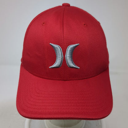 Hurley Baseball Cap Red OSFM Embroidered Icon Flexfit Stretch Fit Yupoong Hat