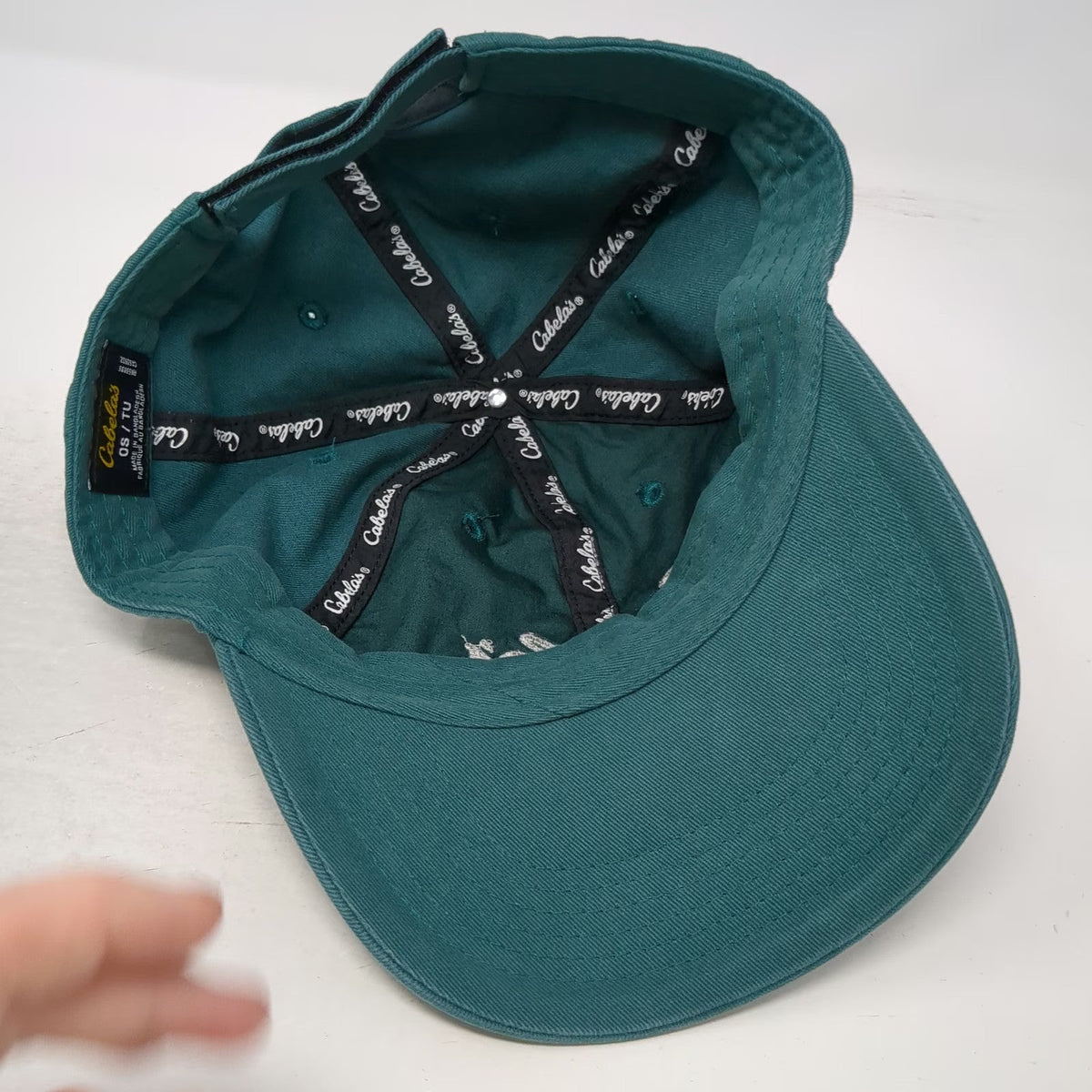 Cabela's Baseball Cap Green One Size Script Logo Strapback Adjustable Hat