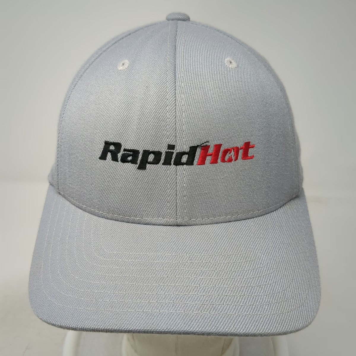 Richardson Baseball Cap Gray M Fitted RapidHot Embroidered Logo Curved Brim Hat