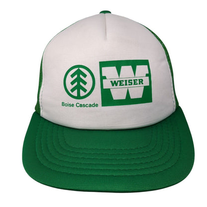 Weiser Boise Cascade Snapback Mesh Back Trucker Hat Green White OSFA Logo
