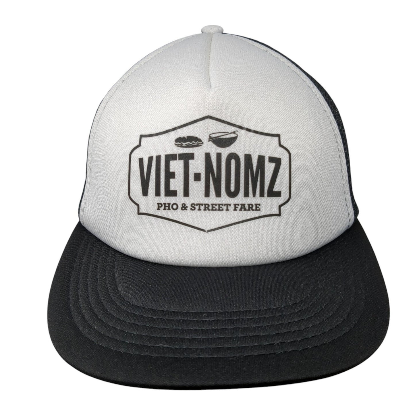 Viet-Nomz Snapback Mesh Back Foam Trucker Hat Multicolor Graphic Logo