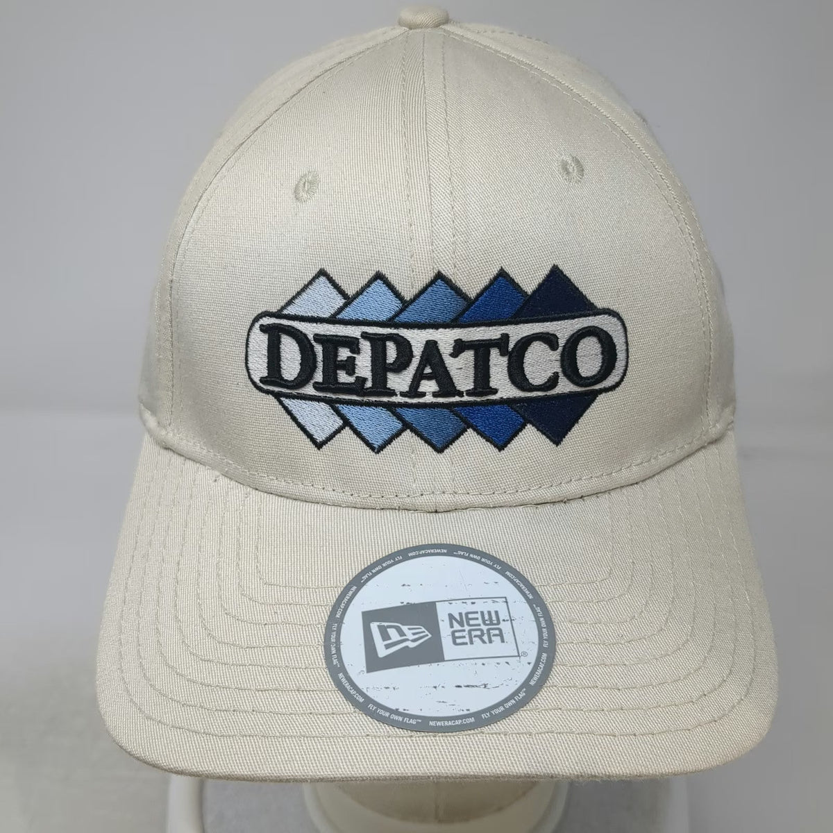 Era Baseball Cap Beige Blue M Hat Structured Stretch Fit DEPATCO Construction