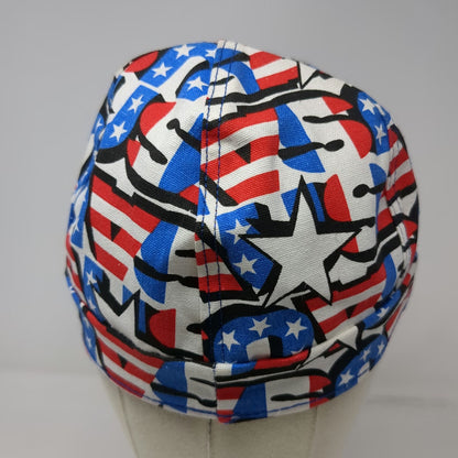 Kromer Baseball Cap White Blue Red 7 1/8 USA Flag Fitted Welder AOP Print Hat