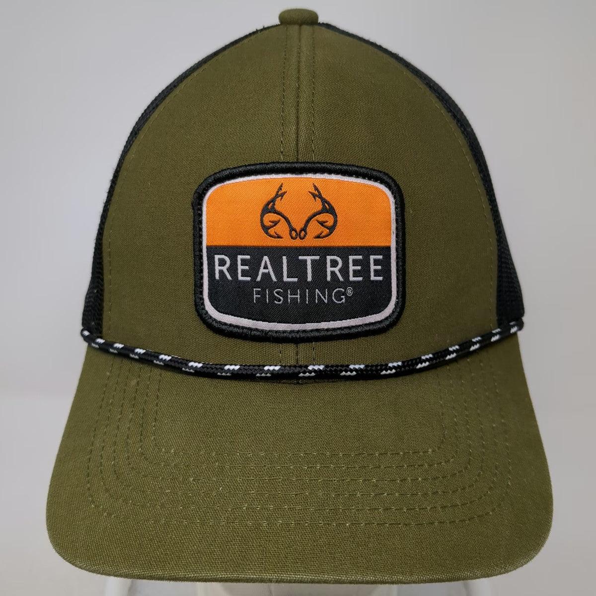 Realtree Fishing Trucker Hat Green Black Orange OSFM Mesh Snapback Rope Patch