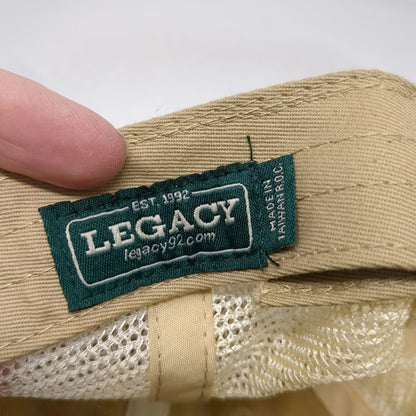 Legacy Trucker Hat Beige One Size Mesh Back Leather Patch Stone Harbor NJ Hat