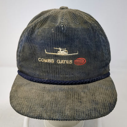 Imperial Headwear Trucker Hat Blue OS Combs Gates Aviation Corduroy Rope Hat