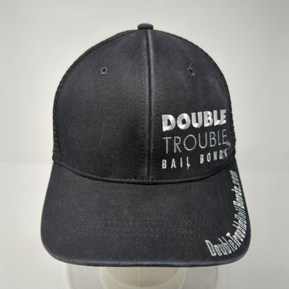 Double Trouble Bail Bonds Snapback Trucker Hat Black One Size Mesh Back