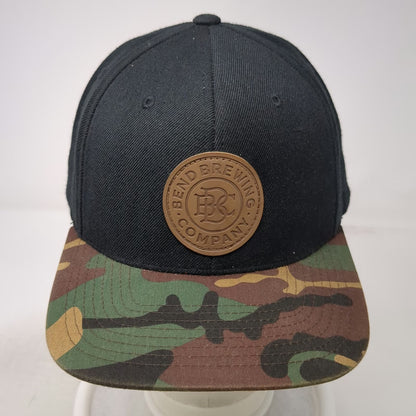 Yupoong Snapback Hat Black Green Brown Camo Bend Brewing Co Leather One Size