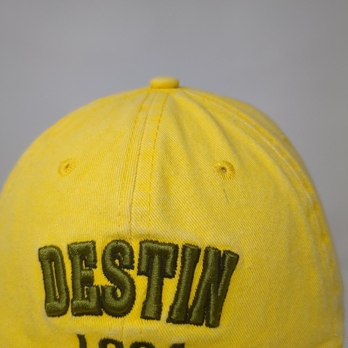 Destin 1984 Strapback Hat Yellow One Size Solid Adjustable Lucky 7 USA