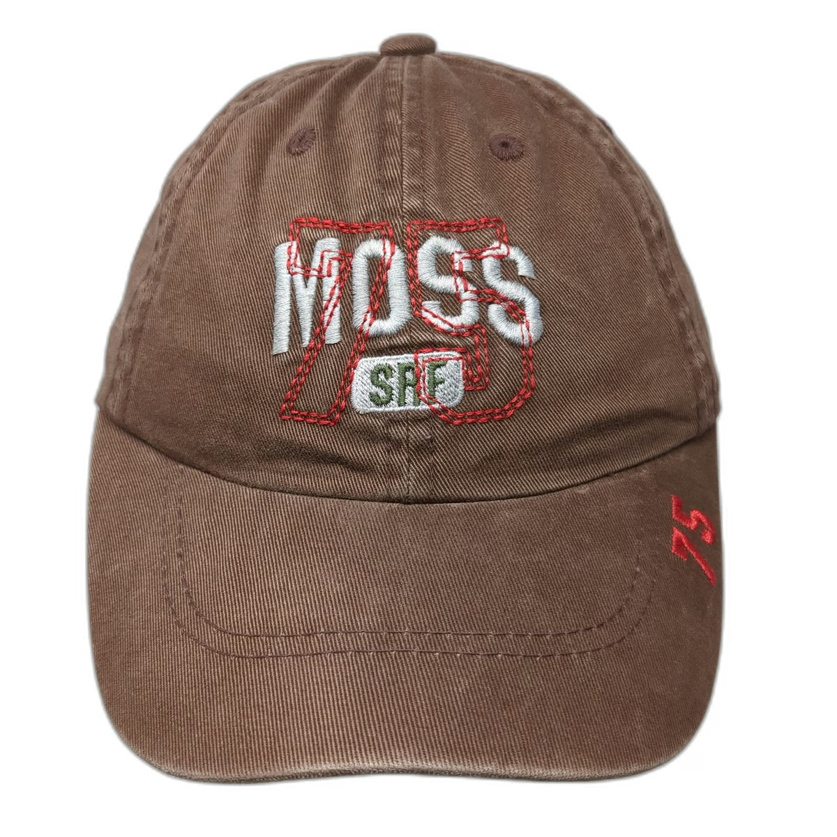 Moss Baseball Cap Brown One Size Leather Strapback 75 SRF CA Cotton Twill Hat
