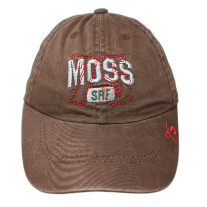 Moss Baseball Cap Brown One Size Leather Strapback 75 SRF CA Cotton Twill Hat
