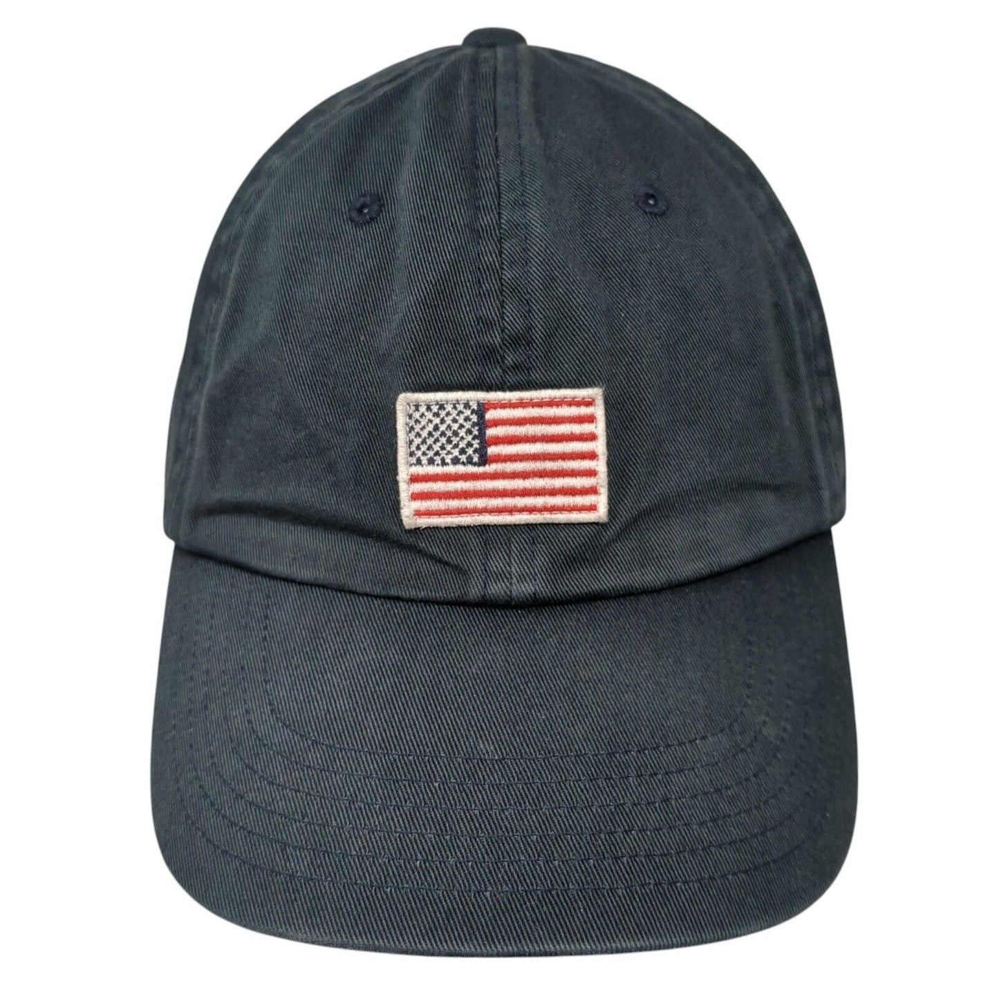 American Flag Slideback Hat Black S/M Adjustable Embroidered Patriotic Gap
