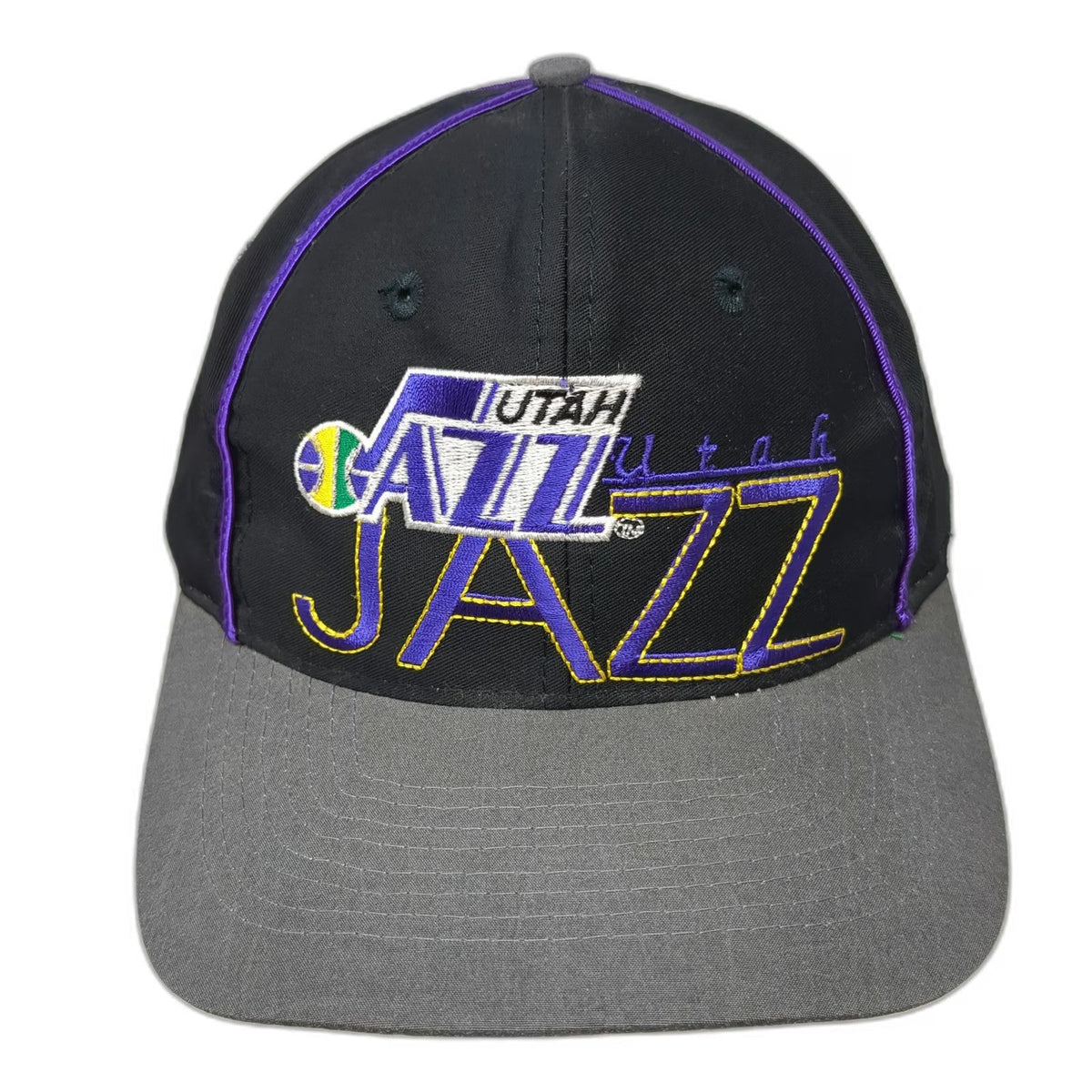 Utah Jazz NBA The Game Snapback Hat Black Gray Purple Green Underbrim Vintage