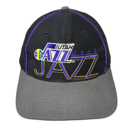 Utah Jazz NBA The Game Snapback Hat Black Gray Purple Green Underbrim Vintage