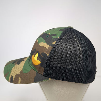 Simplot Baseball Cap Green M Camo Mesh Flexfit Yellow Logo Structured Hat