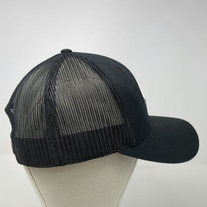 Hooked and Tagged Black One Size Trucker Hat Mesh Back Snapback Hunting Fishing