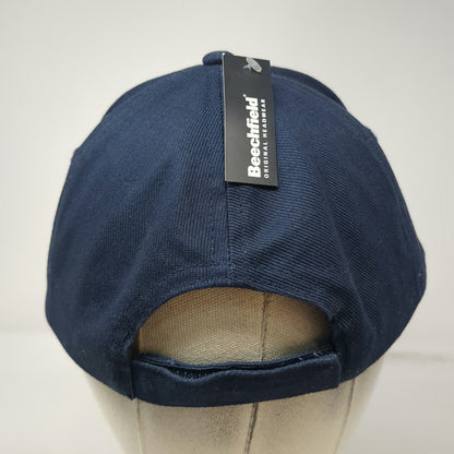 Beechfield 5 Panel Blue Hat One Size Strapback Geth Logo Patch Embroidered