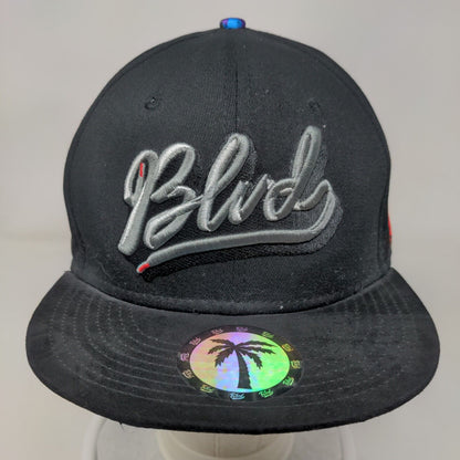 Blvd Snapback Hat Black One Size Adjustable Black Adjustable Embroidered 6 Panel