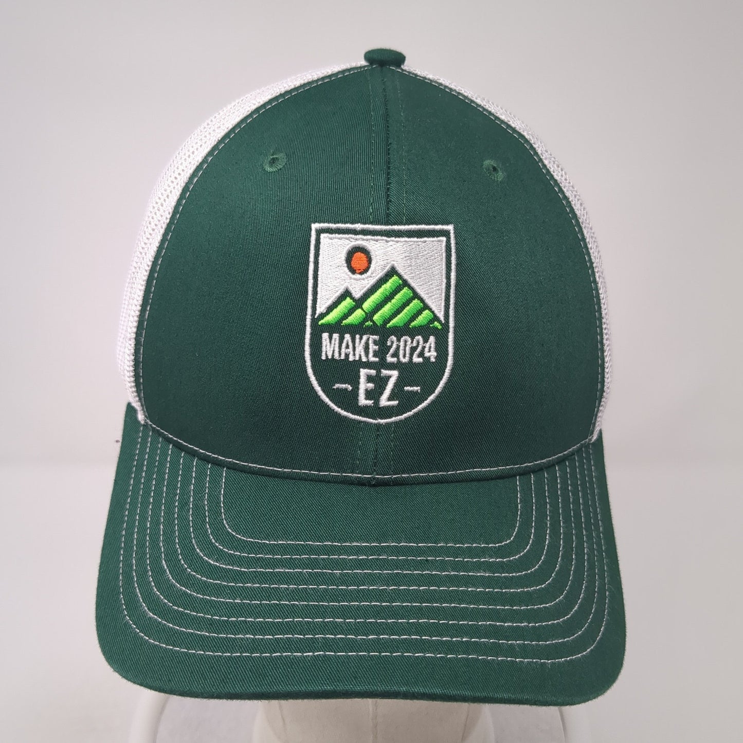 Make 2024 EZ Snapback Trucker Hat Green One Size Adjustable Mesh Back Richardson