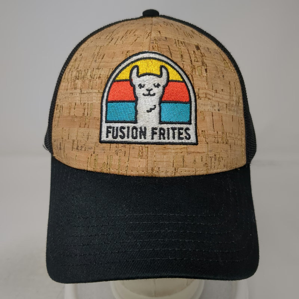 Otto Trucker Hat Brown One Size Cork Mesh Snapback Fusion Frites Llama Patch