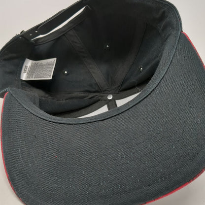 Vans Snapback Hat Black Red Buffalo Plaid One Size Off The Wall Patch Logo Brim