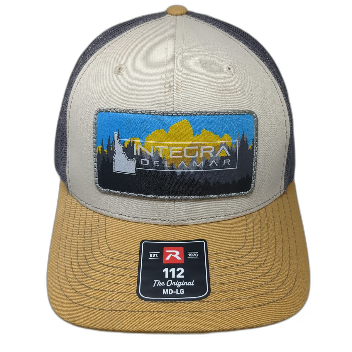 Richardson Trucker Hat Beige L 112 Snapback Mesh Integra Delamar Idaho Patch