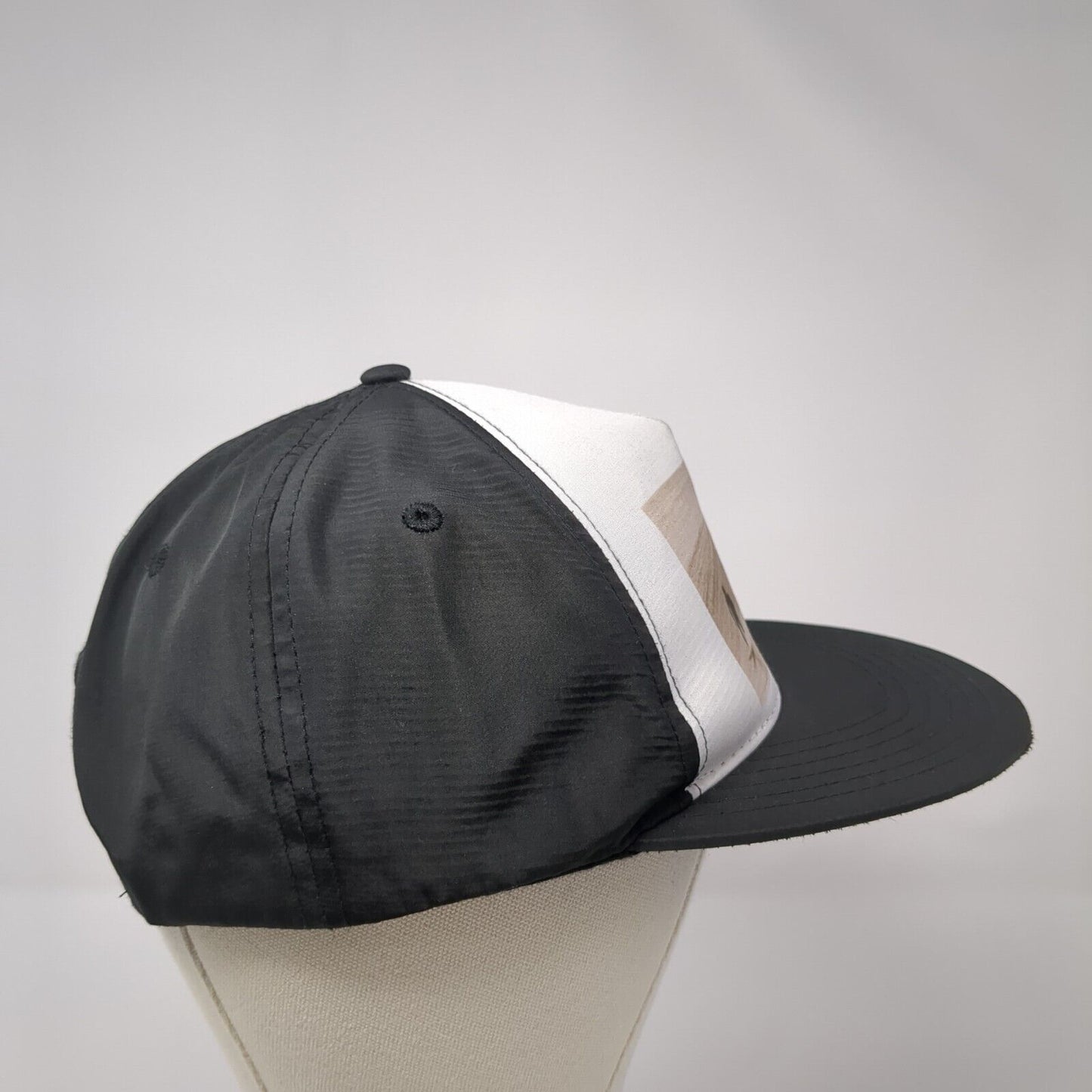 Unbranded Snapback Hat Black One Size Adjustable 6 Panel Vented Holes Polyester