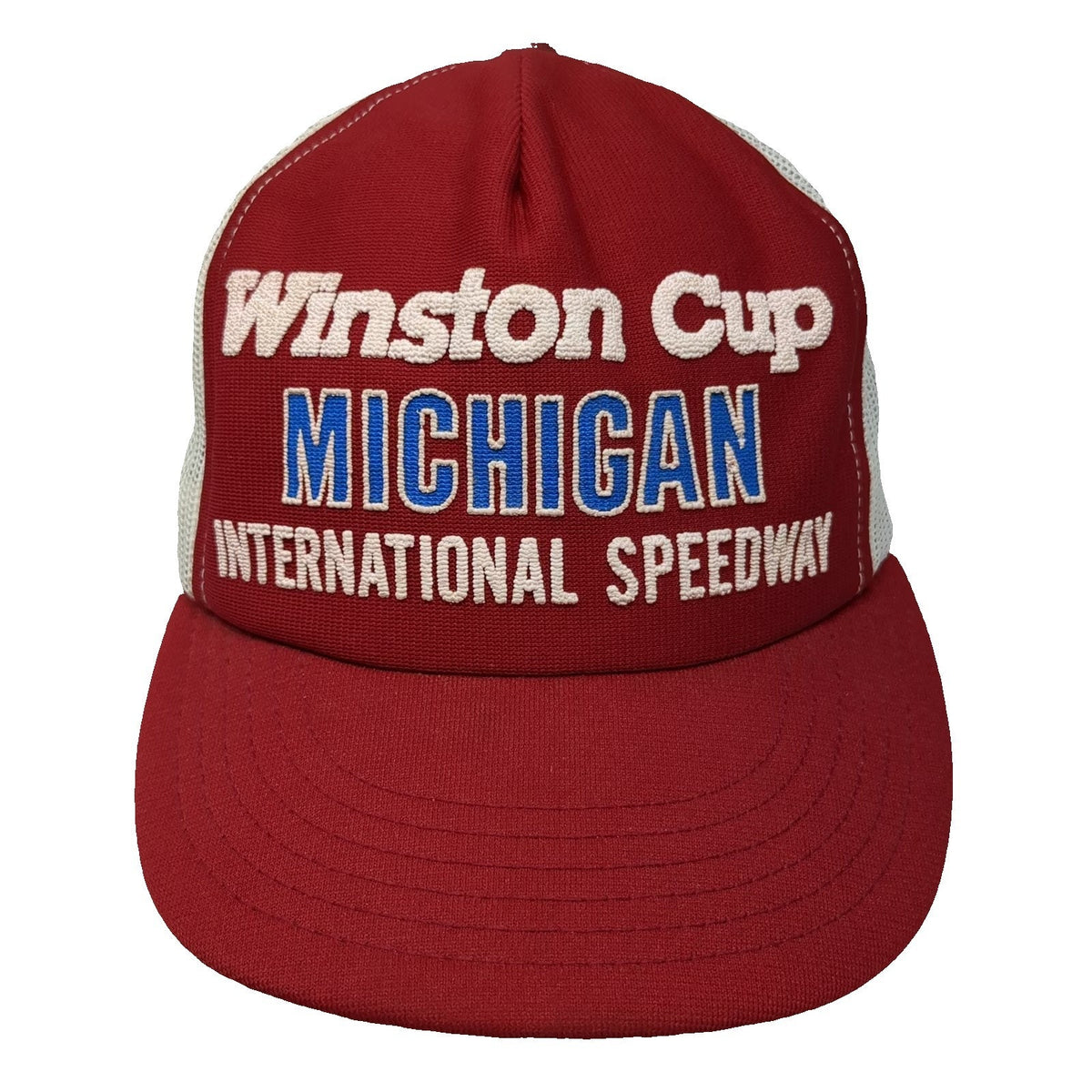 Challenger Caps Trucker Hat Red Winston Cup Michigan Speedway Snapback Vintage