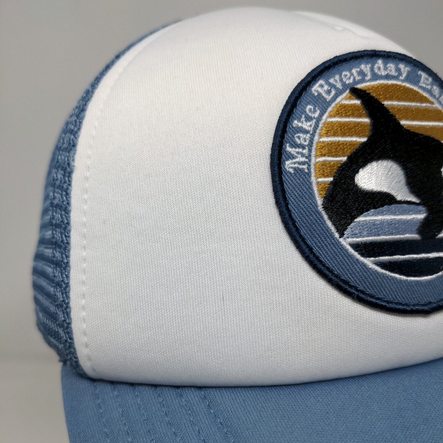 Make Everyday Earth Day Snapback Mesh Back Trucker Hat Blue OSFM Mighty Fine
