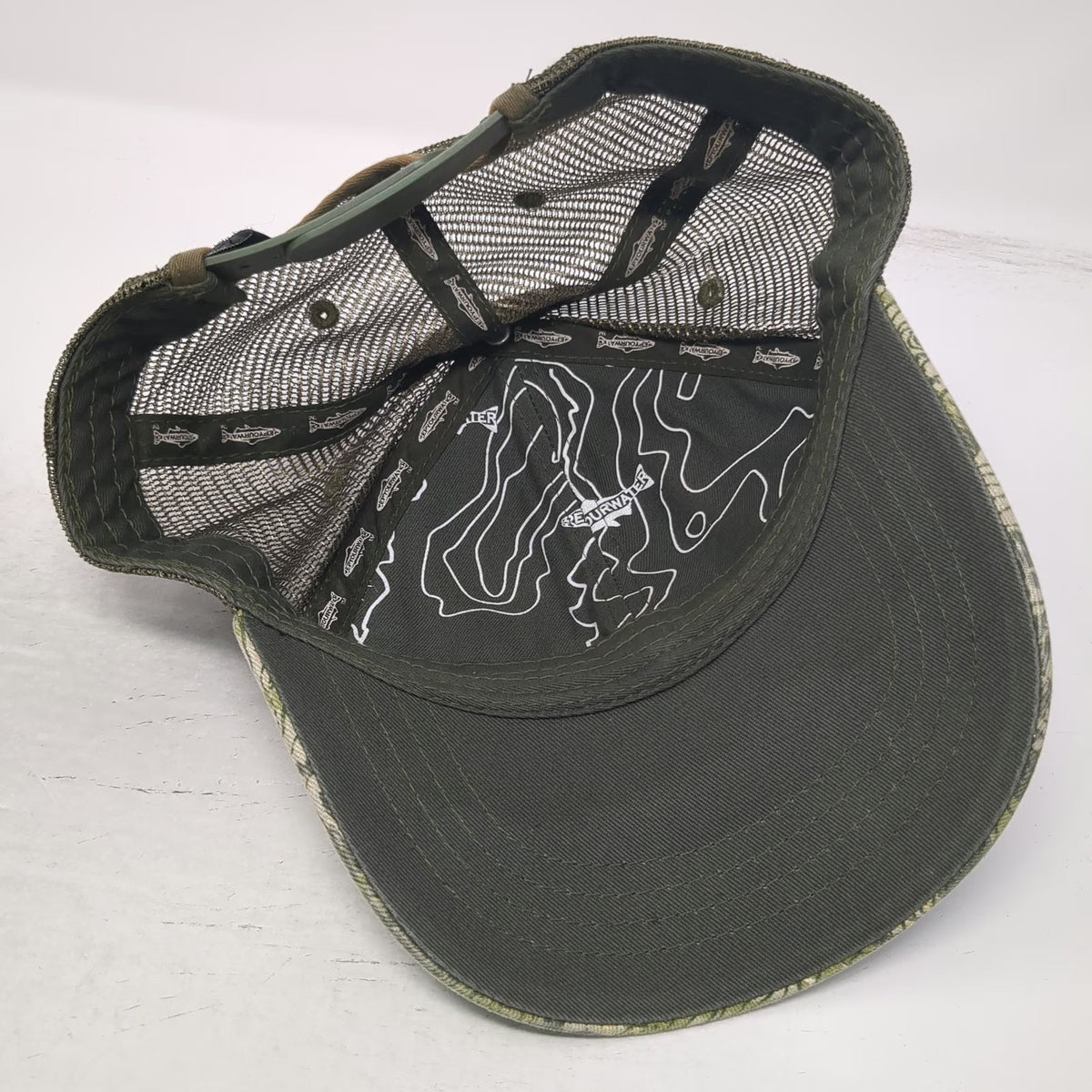 RepYourWater Trucker Hat Green One Size Camo Idaho Topo Yellow Snapback Mesh Hat