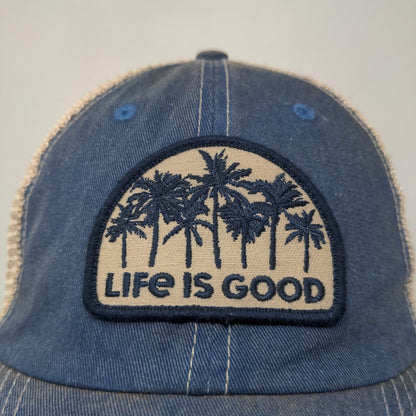 Life is Good Women's Snapback Mesh Back Hat Blue Adjustable Embroidered Logo