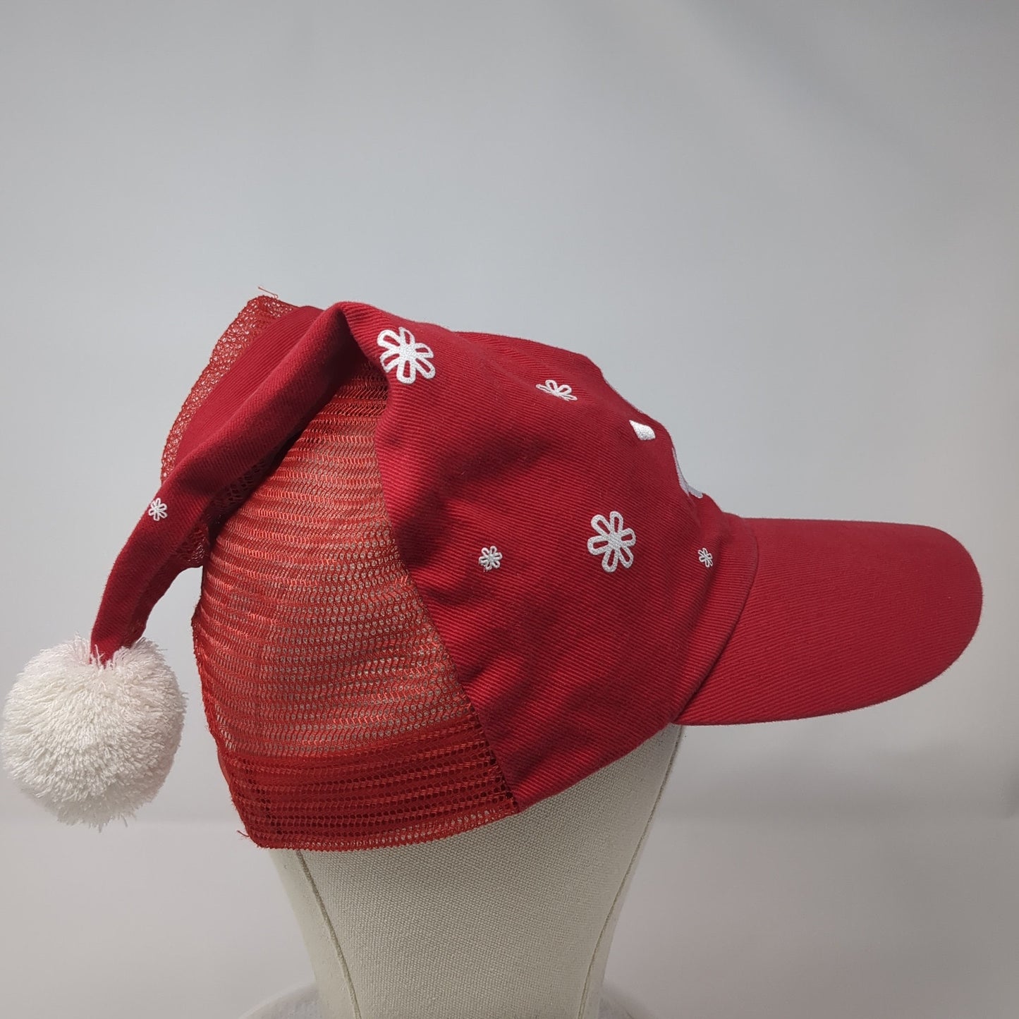 Walmart Santa Trucker Hat Red One Size Mesh Back Pom Pom Christmas