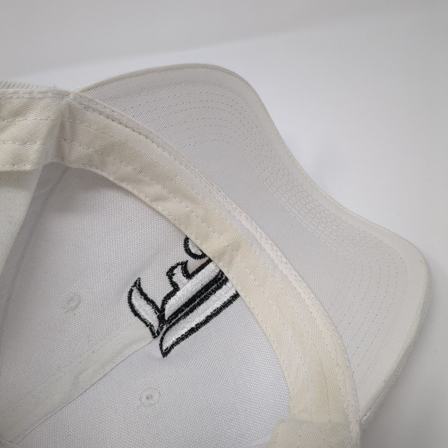 J Strapback Hat White 7 1/8 Adjustable Embroidered Vented Holes 6 Panel