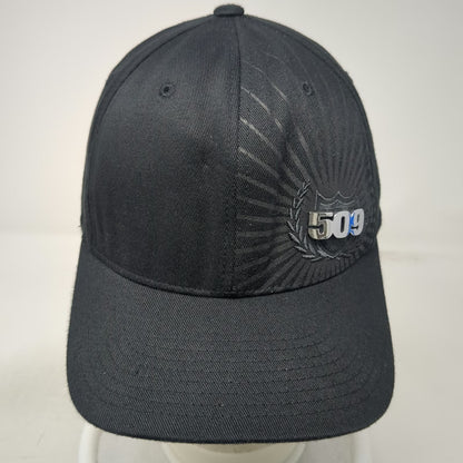 509 Baseball Cap Black XL Flexfit Metal Logo Sunburst Embroidered Stretch Hat